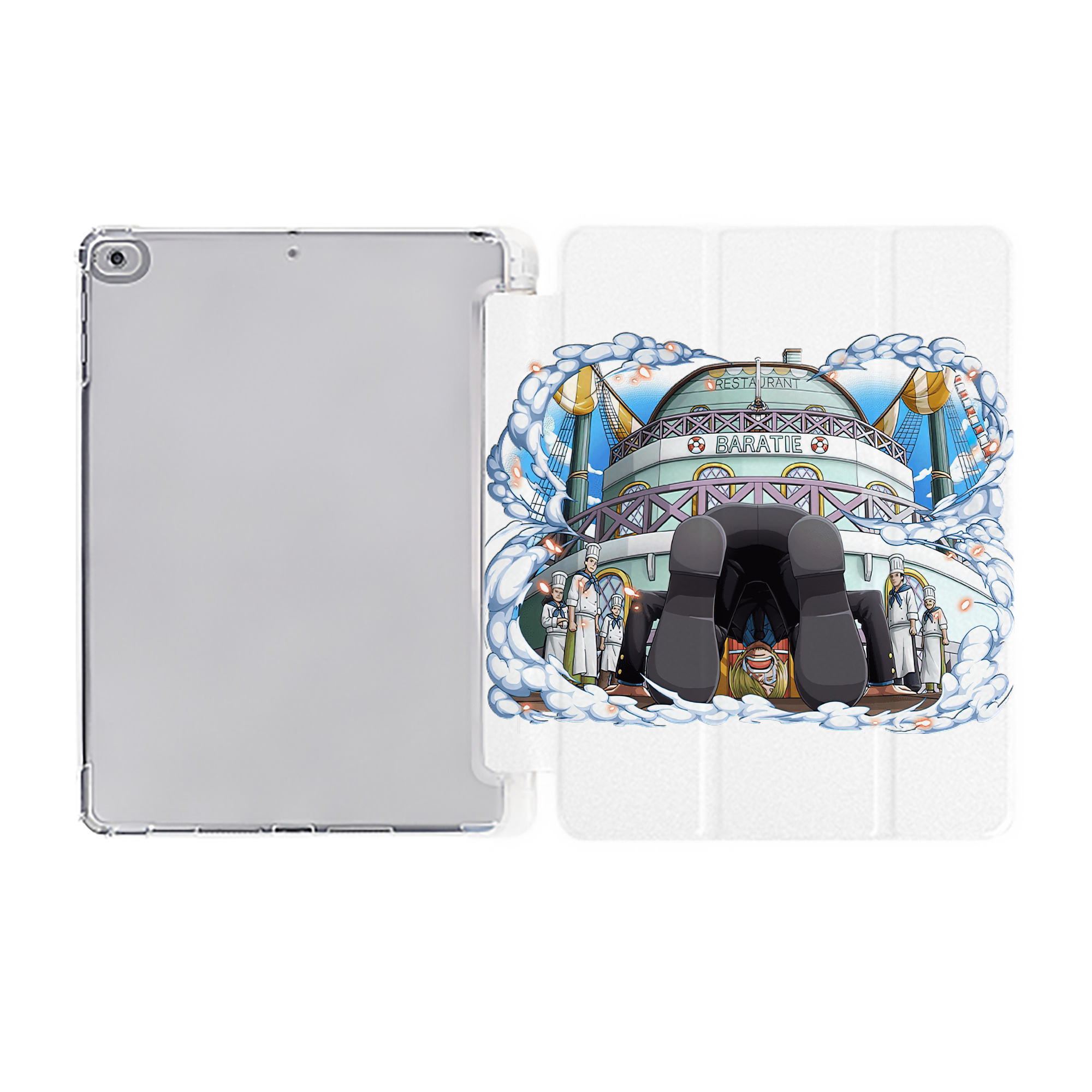 （画像用） ワンピース サンジ ONE PIECE Sanji IPad ケース ペン収納付き 三つ折りスタンド PUレザー×シリコン 対応機種9.5/10.5/10.9インチ